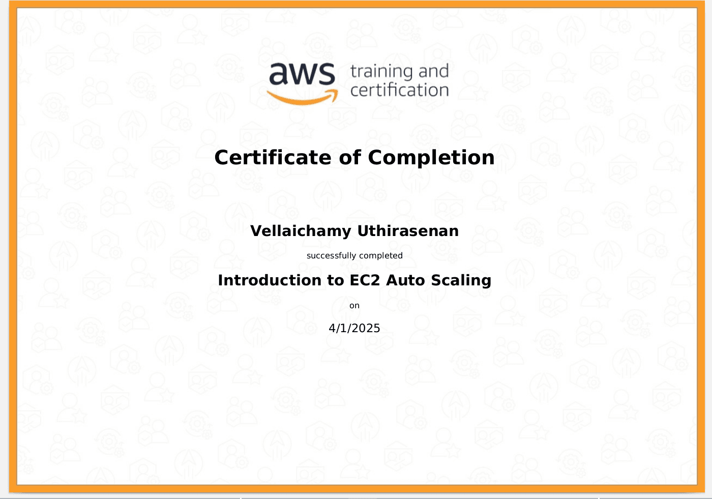 AWS Course Completion Certificate